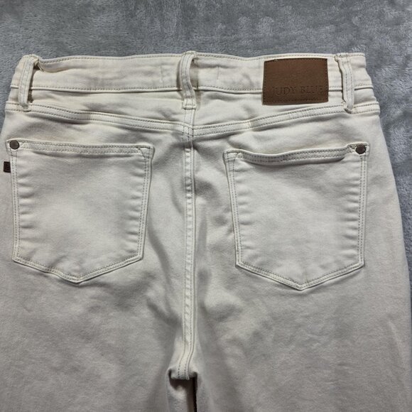 Judy Blue Jeans Womens 13/31 Off White Straight Fit Raw Hem Stretch JB82532C - Picture 4 of 11